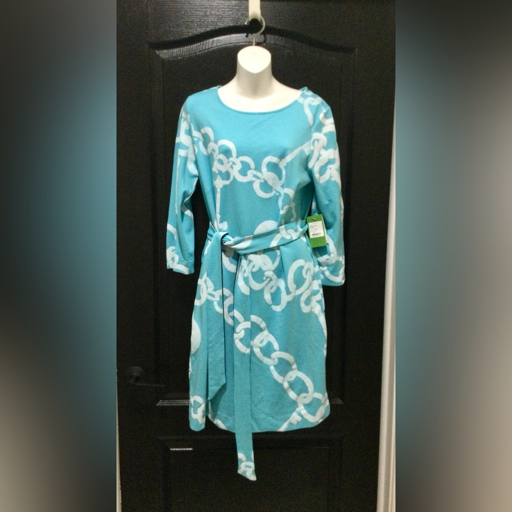 New Lilly Pulitzer Jonah Shorely Blue Ball and Chain Shift Dress size L